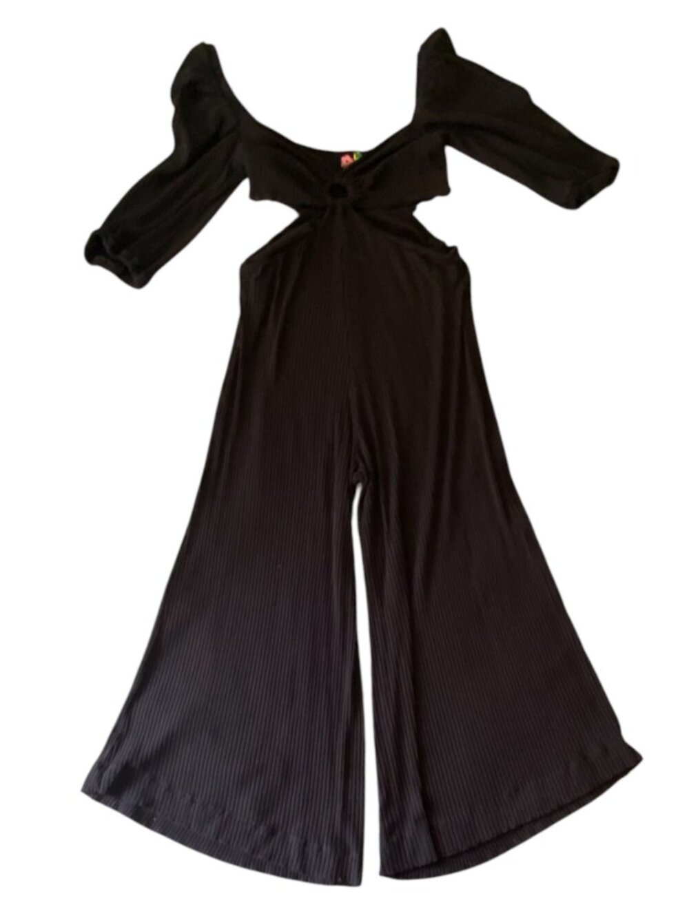 FARM Rio Ribbed Wide-Leg Jumpsuit Black GG - Picture 4 of 9